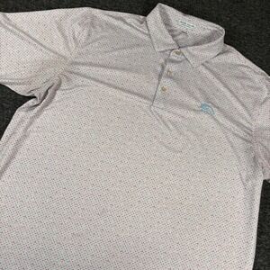 Peter Millar Polo Shirt Mens XXL White Red Wine Glass Print Summer Comfort